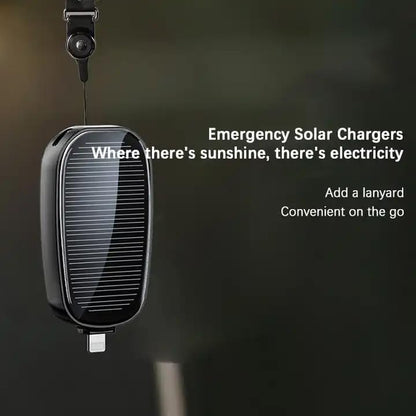 1500mAh Large Capacity Battery Small Solar Charger Solar Power Bank Keychain Charger for Mobile Phones with Carabiner Emergency Power