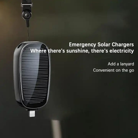 1500mAh Large Capacity Battery Small Solar Charger Solar Power Bank Keychain Charger for Mobile Phones with Carabiner Emergency Power