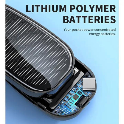 1500mAh Large Capacity Battery Small Solar Charger Solar Power Bank Keychain Charger for Mobile Phones with Carabiner Emergency Power