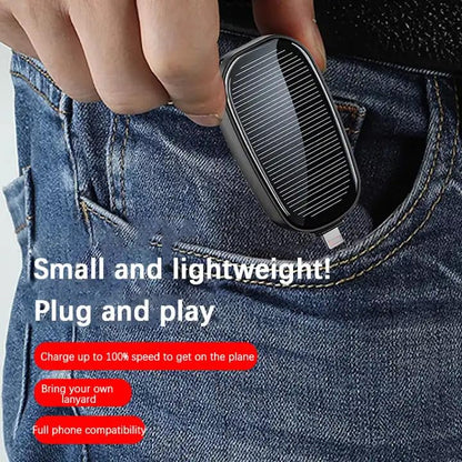 1500mAh Large Capacity Battery Small Solar Charger Solar Power Bank Keychain Charger for Mobile Phones with Carabiner Emergency Power