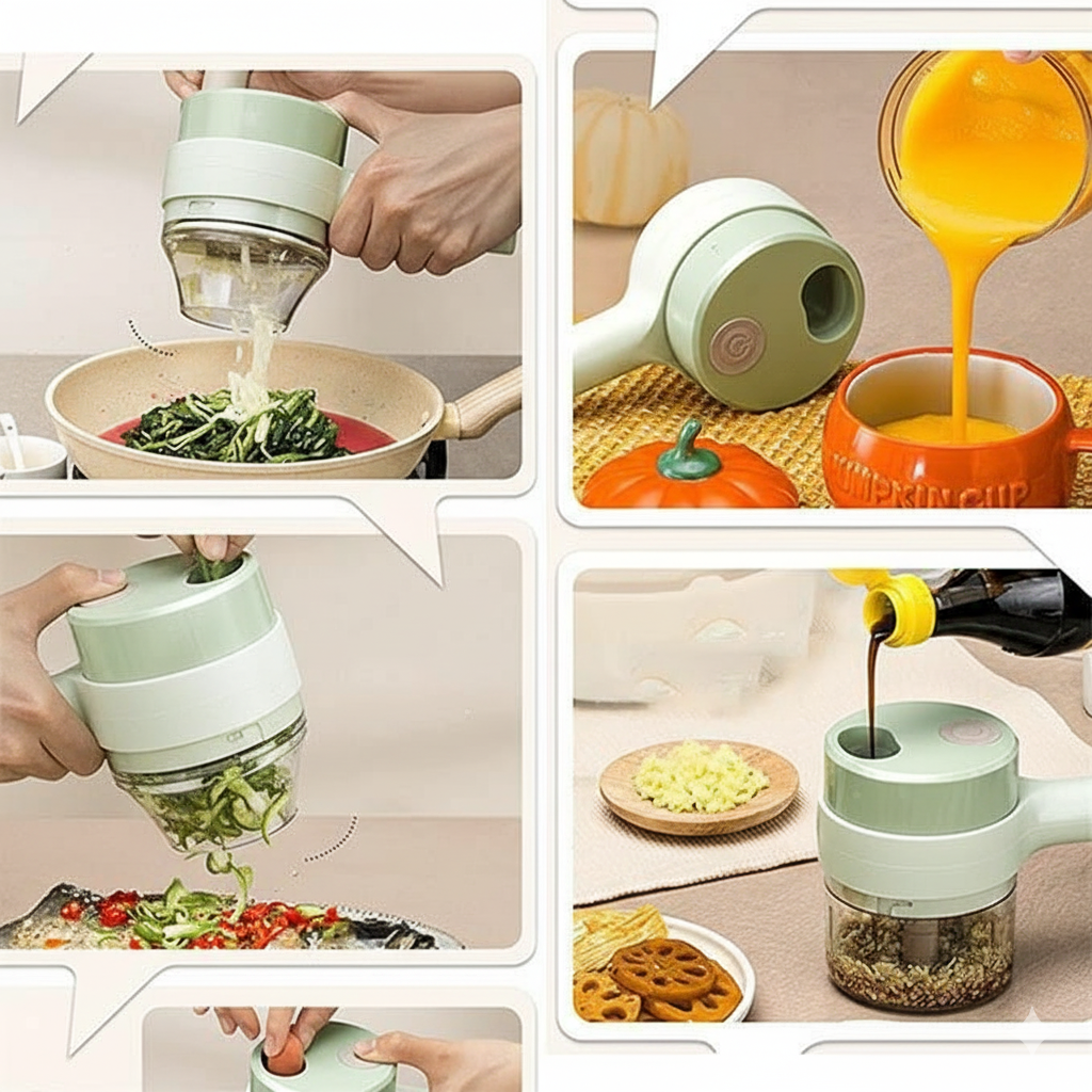 4 in 1 Portable Electric Vegetable Cutter Set