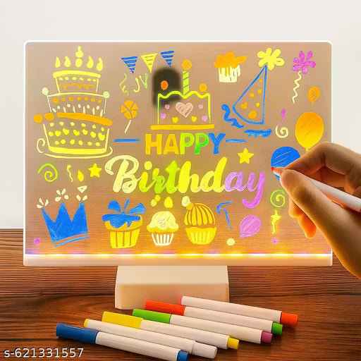Ink Spot LED Glow Message Board for Kids | Creative Birthday Writing Board with Neon Markers